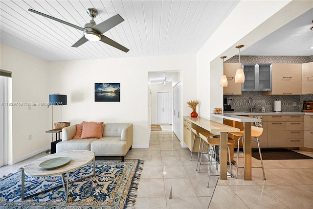 15730 SW 87th Ct, Palmetto Bay, FL 33157 - living room with a ceiling fan and baseboards