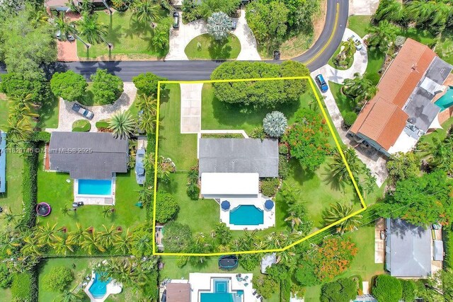 15730 SW 87th Ct, Palmetto Bay, FL 33157 - aerial overview of property's location featuring a pool and property parcel outlined