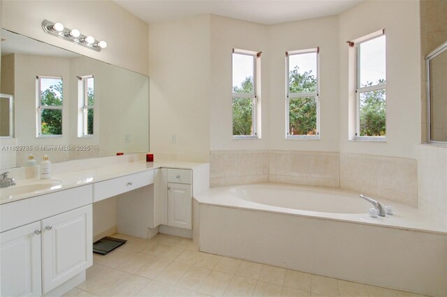 15445 SW 26th Ter, Miami, FL 33185 - bathroom with plenty of natural light, vanity, a bath, and tile patterned flooring