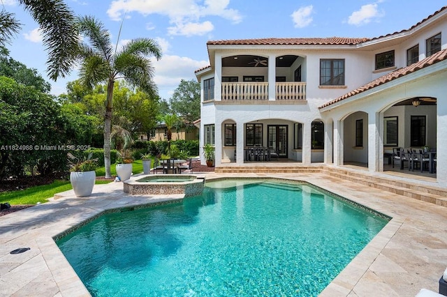 2211 Azalea Pl, Winter Park, FL 32789 - back of property with a ceiling fan, a patio, a balcony, and a tile roof