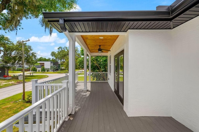 2607 Lafayette Ave, Winter Park, FL 32789 - wooden porch featuring a ceiling fan