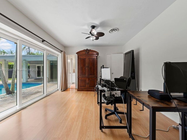 13530 SW 77th Ave, Pinecrest, FL 33156 - office featuring light wood-type flooring and ceiling fan