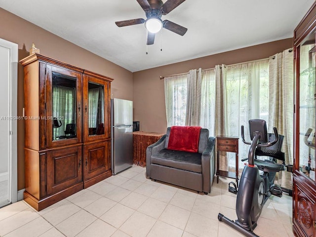 13530 SW 77th Ave, Pinecrest, FL 33156 - living area featuring ceiling fan and light tile patterned flooring