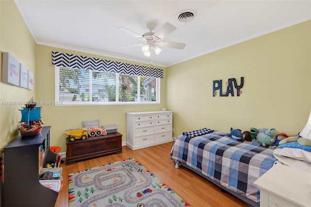 6201 SW 3rd St, Plantation, FL 33317 - bedroom featuring ornamental molding, wood finished floors, and a ceiling fan
