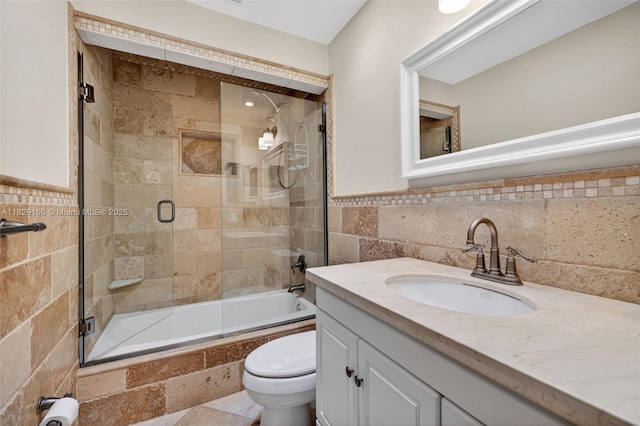 6201 SW 3rd St, Plantation, FL 33317 - full bathroom with tile walls, tiled shower / bath combo, and vanity