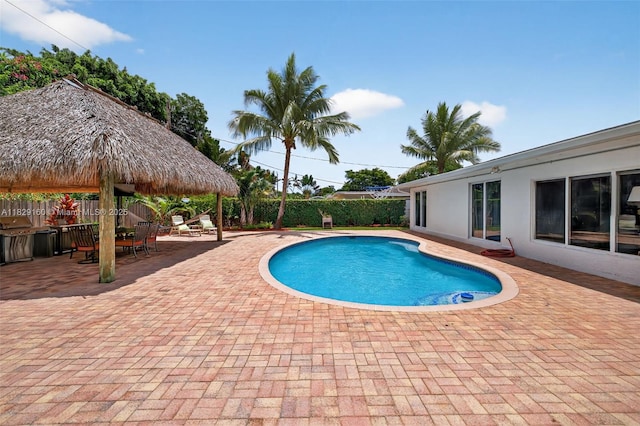 6201 SW 3rd St, Plantation, FL 33317 - view of swimming pool with a patio area, a fenced backyard, and a gazebo