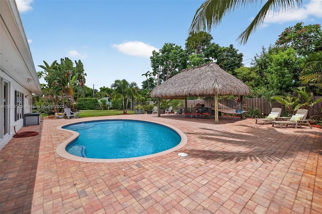 6201 SW 3rd St, Plantation, FL 33317 - view of swimming pool with a patio and a gazebo