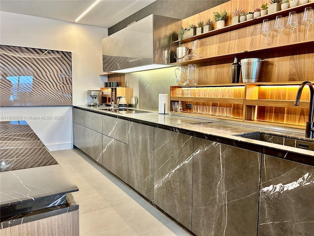 2301 Collins Ave Unit 1634/1635, Miami Beach, FL 33139 - bar area featuring a sink and black electric stovetop