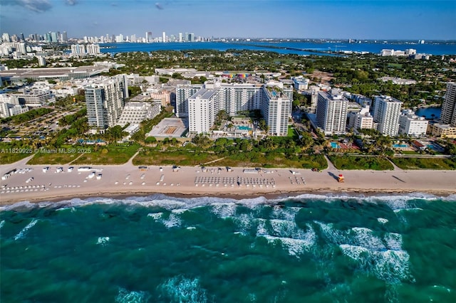 2301 Collins Ave Unit 1634/1635, Miami Beach, FL 33139 - drone / aerial view of skyline and waterfront with a beach