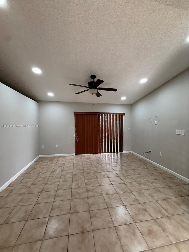 19926 NW 67th Pl, Hialeah, FL 33015 - spare room featuring ceiling fan, recessed lighting, and a textured ceiling
