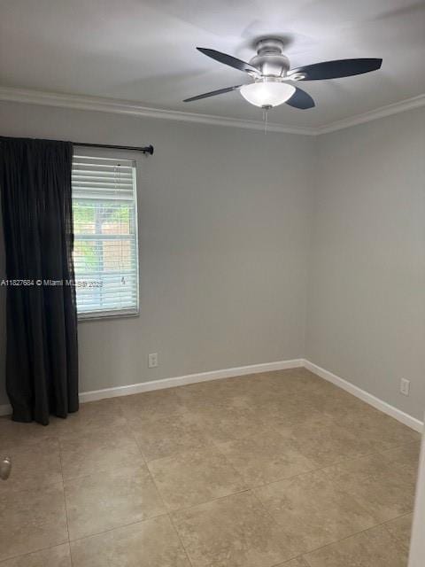11224 Sacco Dr, Boca Raton, FL 33428 - empty room featuring crown molding and a ceiling fan