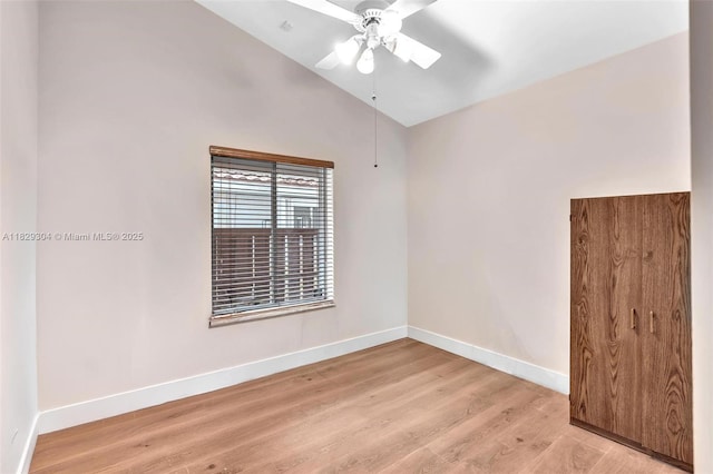321 NW 100th Ave, Plantation, FL 33324 - unfurnished room featuring vaulted ceiling, a ceiling fan, and light wood-style flooring