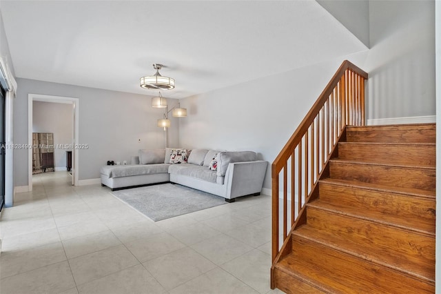 9112A SW 20th St, Davie, FL 33324 - living room with stairs and light tile patterned flooring