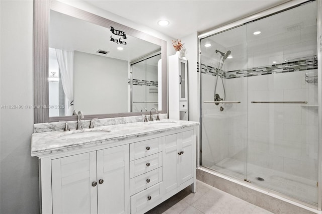 9112A SW 20th St, Davie, FL 33324 - full bath featuring a shower stall, double vanity, tile patterned floors, and recessed lighting