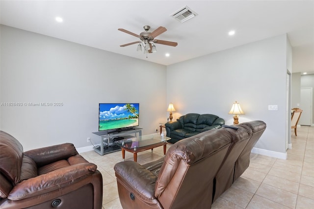2406 SW 162nd Ter, Miramar, FL 33027 - living area with light tile patterned floors, ceiling fan, and recessed lighting