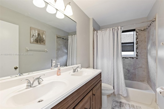 2406 SW 162nd Ter, Miramar, FL 33027 - bathroom with double vanity, tile patterned floors, and shower / bath combination with curtain