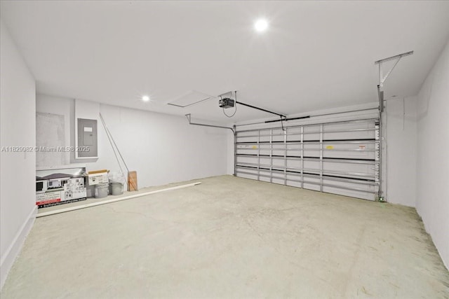 1301 NE 36th Ln, Cape Coral, FL 33909 - garage featuring electric panel, a garage door opener, and recessed lighting