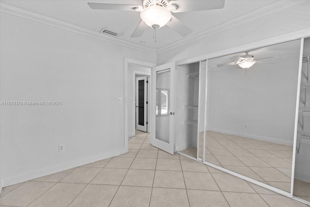 18301 SW 86th Ave, Palmetto Bay, FL 33157 - unfurnished room with a ceiling fan, ornamental molding, and light tile patterned flooring