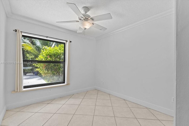 18301 SW 86th Ave, Palmetto Bay, FL 33157 - unfurnished room with a textured ceiling, ornamental molding, and a ceiling fan