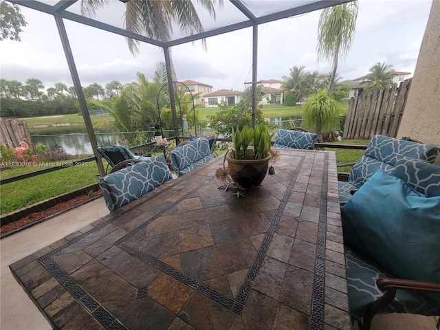 810 SW 113th Ter, Pembroke Pines, FL 33025 - view of patio featuring a water view and glass enclosure