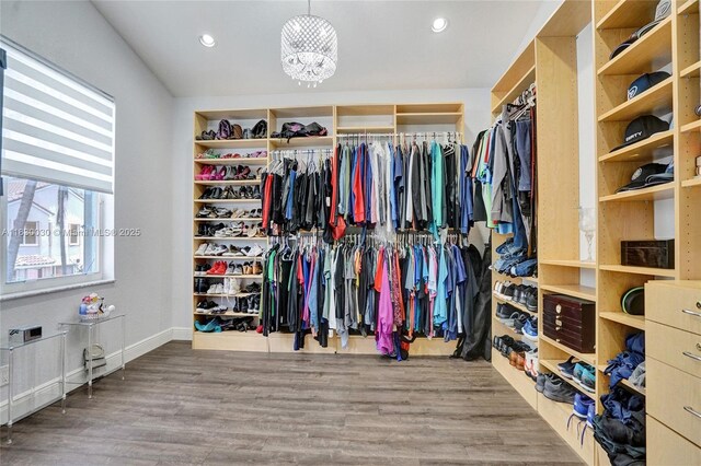 5347 SW 32nd Ter, Hollywood, FL 33312 - walk in closet with wood finished floors and a chandelier
