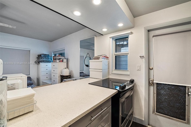 1060 Pennsylvania Ave Unit 7, Miami Beach, FL 33139 - kitchen featuring electric stove, recessed lighting, and refrigerator