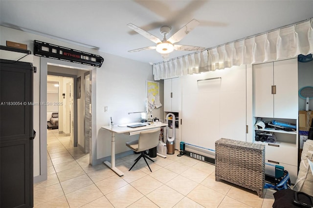 1060 Pennsylvania Ave Unit 7, Miami Beach, FL 33139 - home office with ceiling fan and light tile patterned flooring