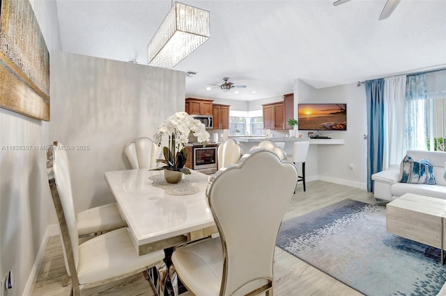 13552 NW 5th Ct, Plantation, FL 33325 - dining space with a ceiling fan, light wood finished floors, and recessed lighting