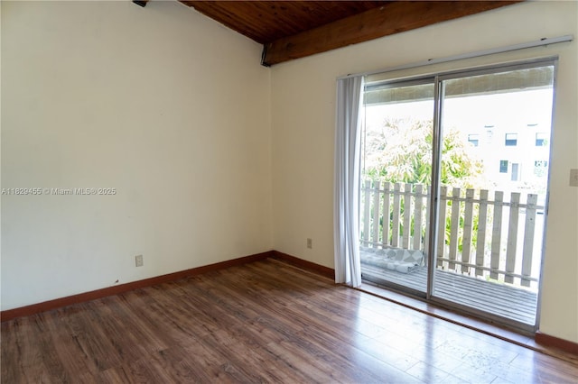 3719 Riverside Dr Unit 3719, Coral Springs, FL 33065 - empty room with dark wood finished floors and a wooden ceiling with exposed beams