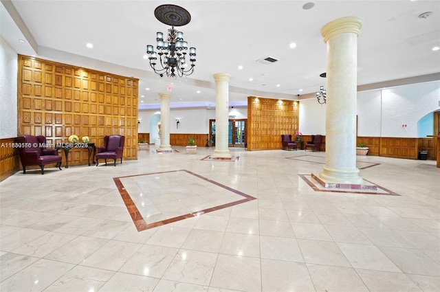 3725 S Ocean Dr Unit 1411, Hollywood, FL 33019 - building lobby featuring recessed lighting and a wainscoted wall