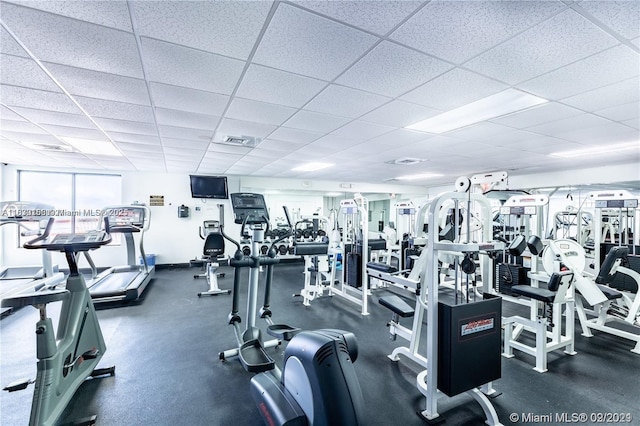 3725 S Ocean Dr Unit 1411, Hollywood, FL 33019 - exercise room with a paneled ceiling