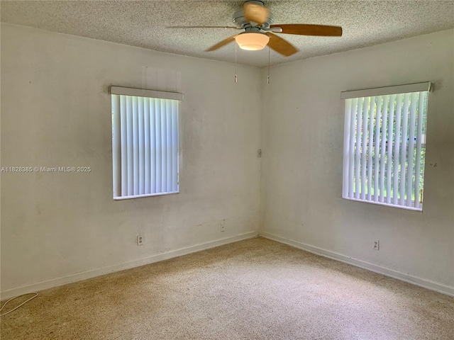 5221 Orange Dr, Davie, FL 33314 - spare room with ceiling fan, a textured ceiling, and carpet flooring