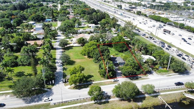 5221 Orange Dr, Davie, FL 33314 - aerial overview of property's location with a main thoroughfare and property parcel outlined
