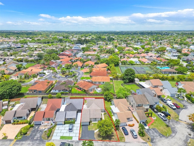 6908 SW 104th Ct, Miami, FL 33173 - aerial perspective of suburban area featuring property boundaries highlighted