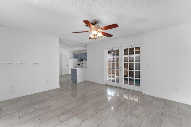 6908 SW 104th Ct, Miami, FL 33173 - unfurnished room featuring french doors, ceiling fan, and a textured ceiling