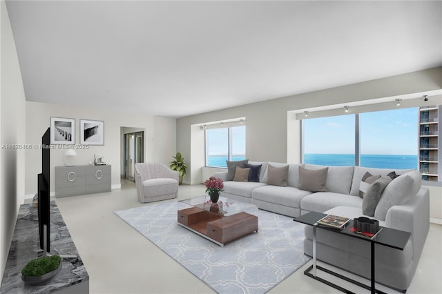 1425 Brickell Ave Unit 44A-B, Miami, FL 33131 - living area featuring concrete flooring