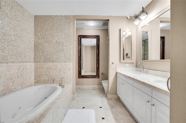 1425 Brickell Ave Unit 44A-B, Miami, FL 33131 - bathroom featuring double vanity and a jetted tub