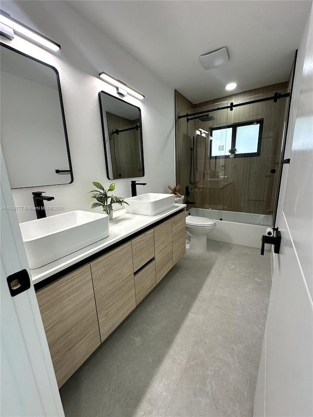 17902 SW 87th Pl, Palmetto Bay, FL 33157 - bathroom with shower / tub combination, double vanity, and concrete flooring
