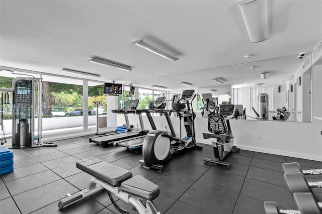 177 Ocean Lane Dr Unit 1203, Key Biscayne, FL 33149 - workout area with a wall of windows