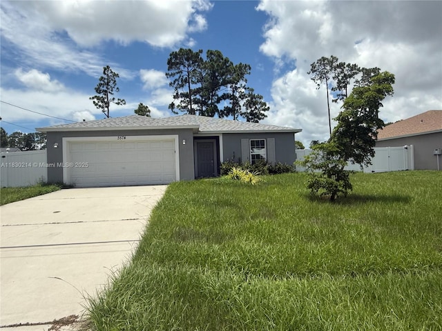 3574 SW Masilunas St, Port St Lucie, FL 34953 - view of front of house with stucco siding, a garage, and concrete driveway