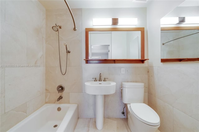 431 Gerona Ave, Coral Gables, FL 33146 - full bathroom with washtub / shower combination and tile walls