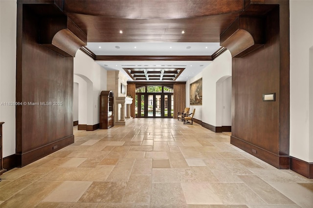 10101 SW 60th Ct, Pinecrest, FL 33156 - lobby with beam ceiling and recessed lighting