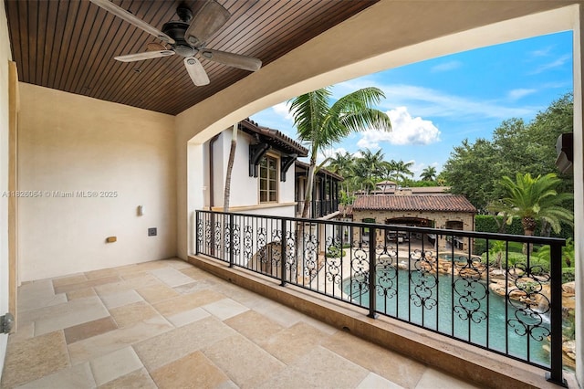 10101 SW 60th Ct, Pinecrest, FL 33156 - balcony featuring ceiling fan and view of pool area