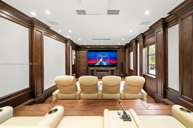 10101 SW 60th Ct, Pinecrest, FL 33156 - home theater room with wood finished floors and recessed lighting