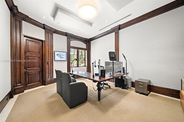 10101 SW 60th Ct, Pinecrest, FL 33156 - carpeted office space featuring ornamental molding and baseboards