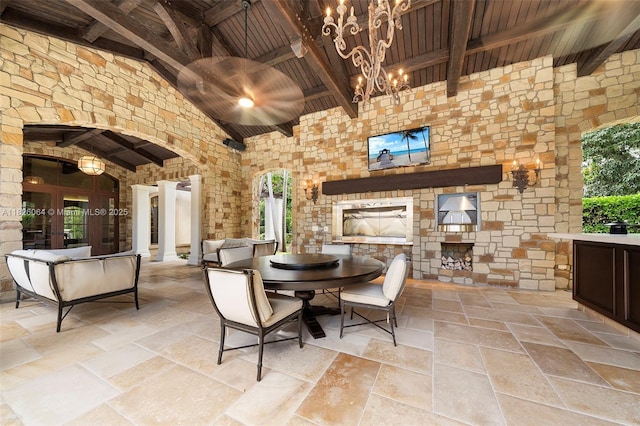 10101 SW 60th Ct, Pinecrest, FL 33156 - view of patio featuring a fireplace