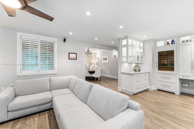 11401 SW 69th Ave, Pinecrest, FL 33156 - living room featuring light wood finished floors, recessed lighting, and ceiling fan