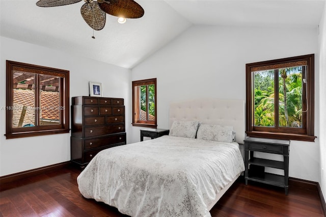 11401 SW 69th Ave, Pinecrest, FL 33156 - bedroom featuring lofted ceiling, wood finished floors, and a ceiling fan