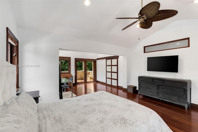 11401 SW 69th Ave, Pinecrest, FL 33156 - bedroom with lofted ceiling, wood finished floors, recessed lighting, and ceiling fan