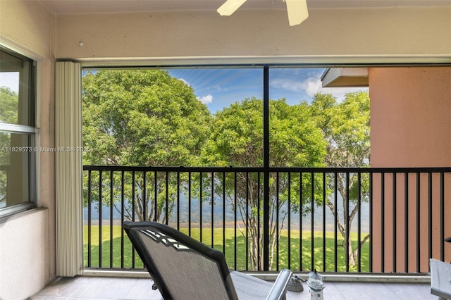 701 SW 141st Ave Unit 406R, Pembroke Pines, FL 33027 - balcony featuring ceiling fan and a water view